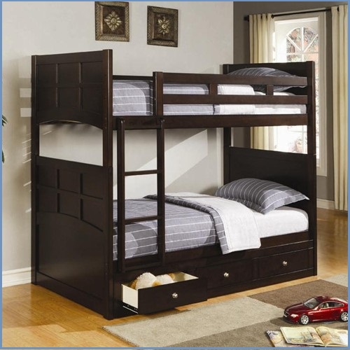 Twin Bunk Bed with Under Bed Storage Drawers